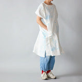 Nani IRO Kokka Yes! Tableau Cotton Herringbone  - White Blue A - 50cm