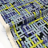 Kokka Modern Art Mosaic Cotton Linen Sheeting - Navy - 50cm