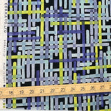 Kokka Modern Art Mosaic Cotton Linen Sheeting - Navy - 50cm