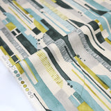 Kokka Modern Art Stripes Cotton Linen Sheeting - Teal - 50cm