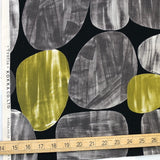 Kokka Modern Art Large Circles Cotton Linen Sheeting - Black - 50cm