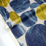 Kokka Modern Art Large Circles Cotton Linen Sheeting - Blue - 50cm