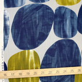 Kokka Modern Art Large Circles Cotton Linen Sheeting - Blue - 50cm