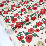 Kokka Knap Floral Canvas - Red - 50cm
