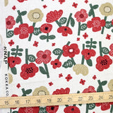 Kokka Knap Floral Canvas - Red - 50cm