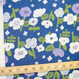 Kokka Knap Floral Canvas - Blue - 50cm
