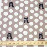 Kokka Echino NekoNoe Canvas - Khaki C - 50cm