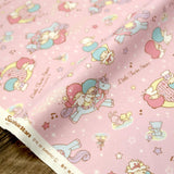Sanrio Hello Kitty Twin Stars Unicorn Harp Glitter - Cotton Canvas Oxford - Pink - 50cm