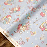 Sanrio Hello Kitty Twin Stars Unicorn Harp Glitter - Cotton Canvas Oxford - Blue - 50cm