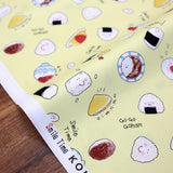 Kokka Smile Time Onigiri Sushi - Oxford Canvas - Yellow - 50cm