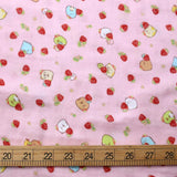 Kokka San X Sumikko Gurashi Strawberries Double Gauze - Pink - 50cm