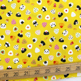 Warabi Panda Onigiri Cotton Sheeting - Yellow - 50cm
